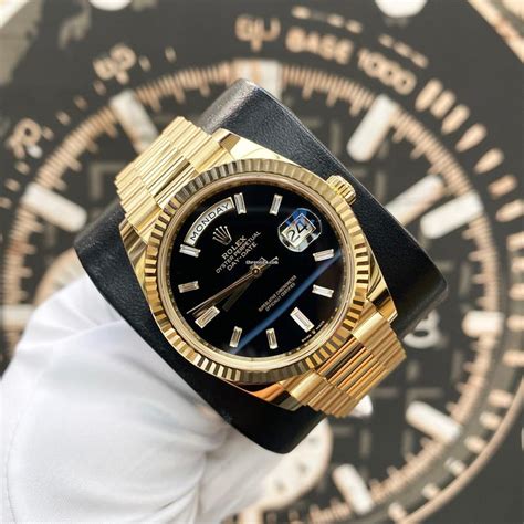 rolex black dial present day and date|Rolex Day-Date 228238.